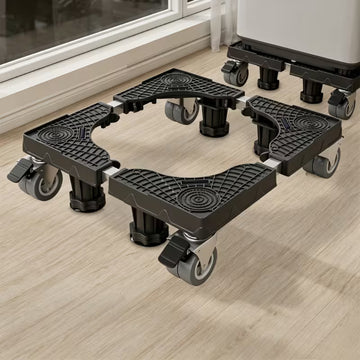 Adjustable Washing Machine & Fridge Stand with 4 Locking Wheels