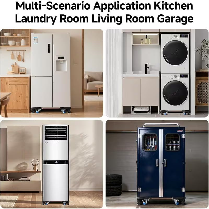 Adjustable Washing Machine & Fridge Stand with 4 Locking Wheels